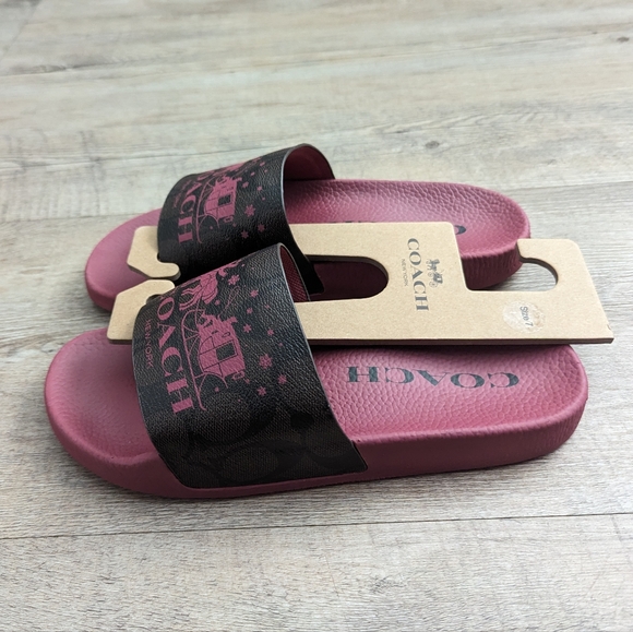 COACH Sandal Slide Berry ULI Sport SIG C Carriage- 7 - Picture 1 of 7